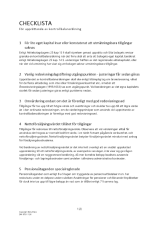 Checklista kontrollbalansräkning