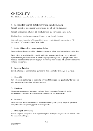 Checklista lättläst meddelandeform VD styrelsen