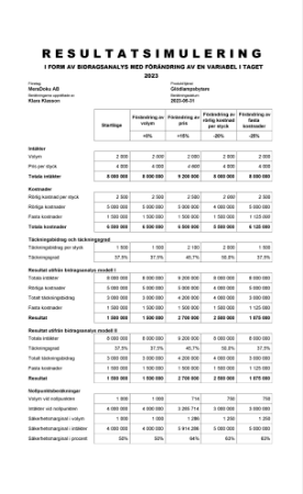 Resultatsimulering bidragsanalys