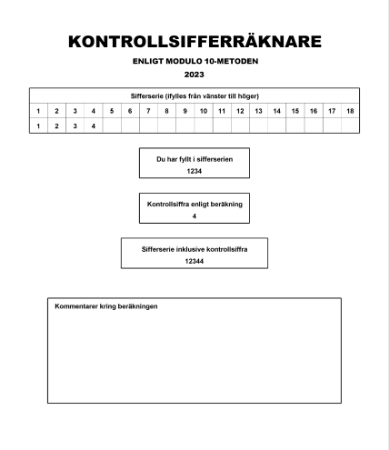 Kontrollsifferräknare Modulo 10