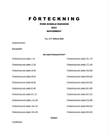 Förteckning enskild egendom