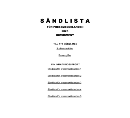 Sändlista pressmeddelanden