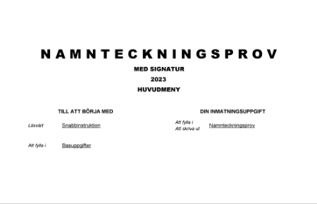 Namnteckningsprov med signatur