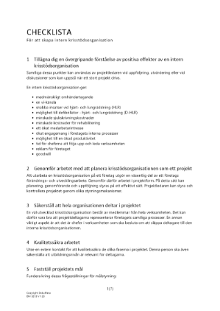 Checklista skapa intern krisstödsorganisation