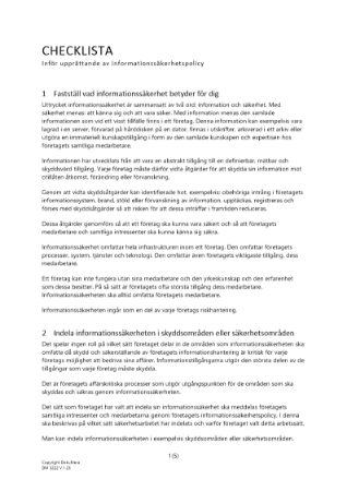 Checklista informationssäkerhetspolicy