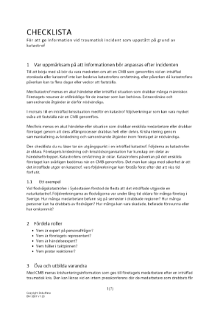 Checklista information katastrof traumatisk incident