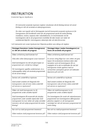 Instruktion licensiering av mjukvara