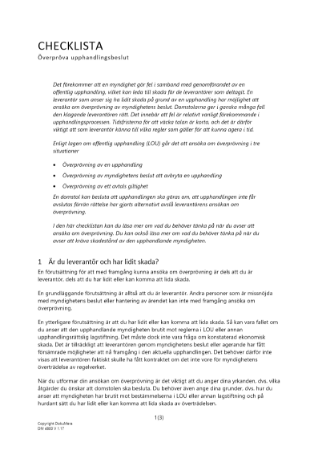 Checklista överpröva upphandlingsbeslut