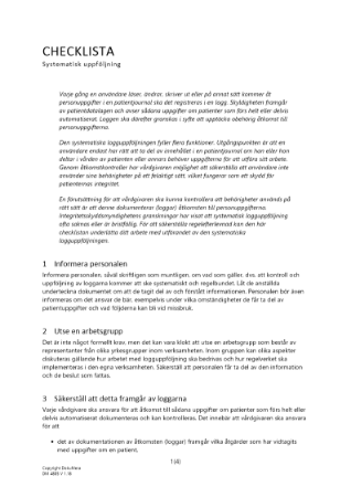 Checklista systematisk logguppföljning