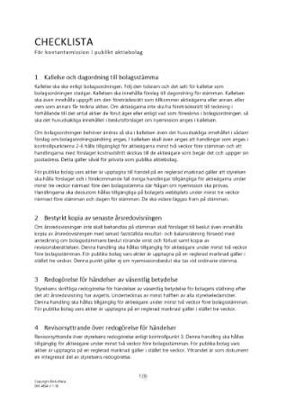 Checklista kontantemission - Publikt AB