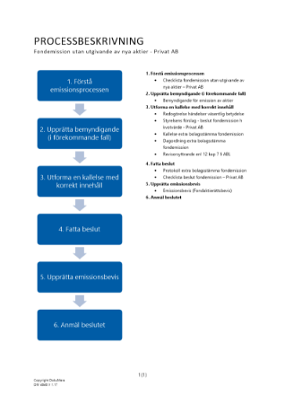 Processbeskrivning fondemission utan utgivande av nya aktier - Privat AB