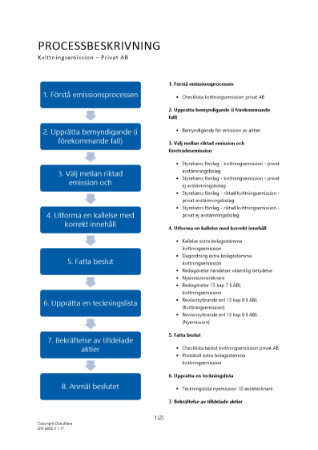 Processbeskrivning Kvittningsemission Privat AB