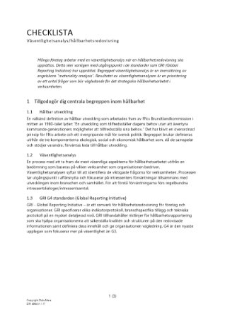 Checklista - Väsentlighetsanalys