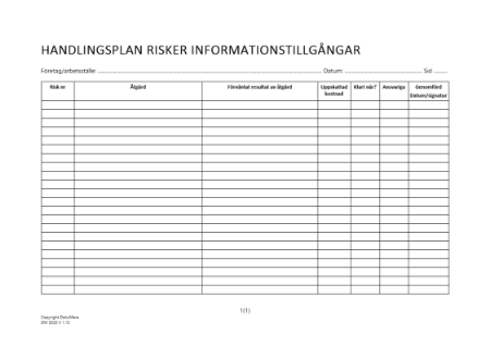 Handlingsplan risker informationstillgångar