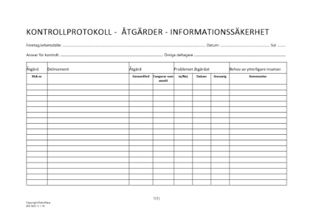 Kontrollprotokoll - åtgärder - informationssäkerhet