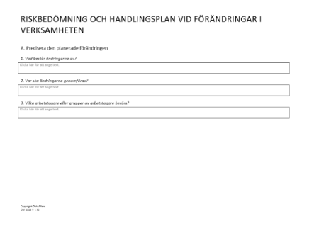 Riskbedömning och handlingsplan vid förändringar i verksamheten