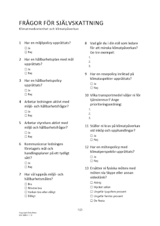 Självskattning - klimatmedvetenhet och klimatpåverkan