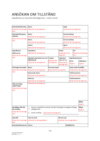 Ansökan om andrahandsuthyrning brf