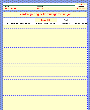 1690 Värdereglering av kortfristiga fordringar