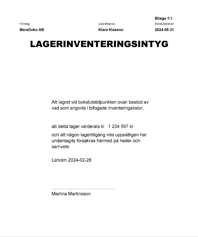 Lagerinventeringsintyg