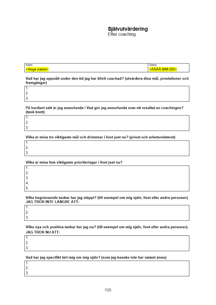 Självutvärdering efter coaching