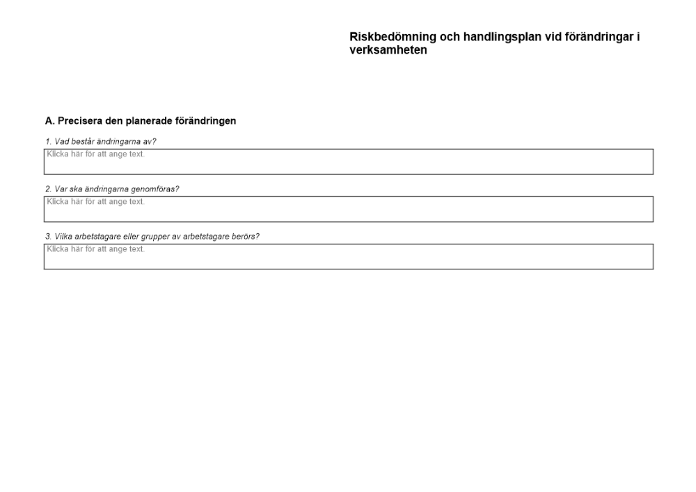 Riskbedömning och handlingsplan vid förändringar i verksamheten