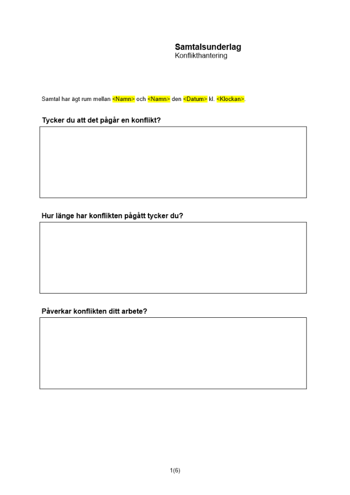 Samtalsunderlag konflikthantering