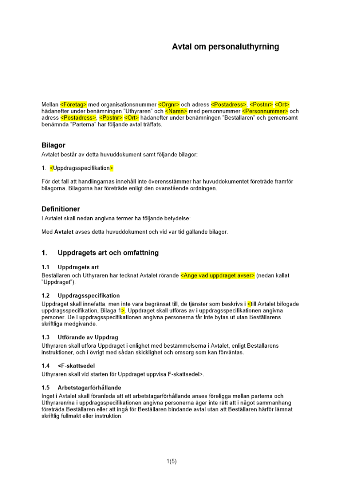 Avtal om personaluthyrning