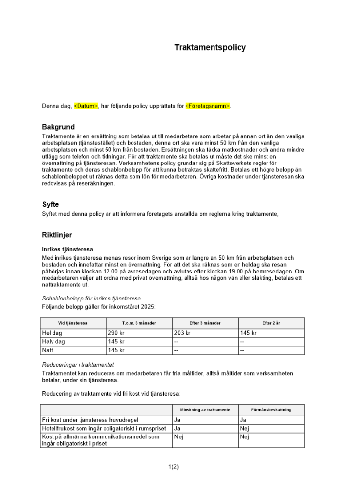Traktamentspolicy