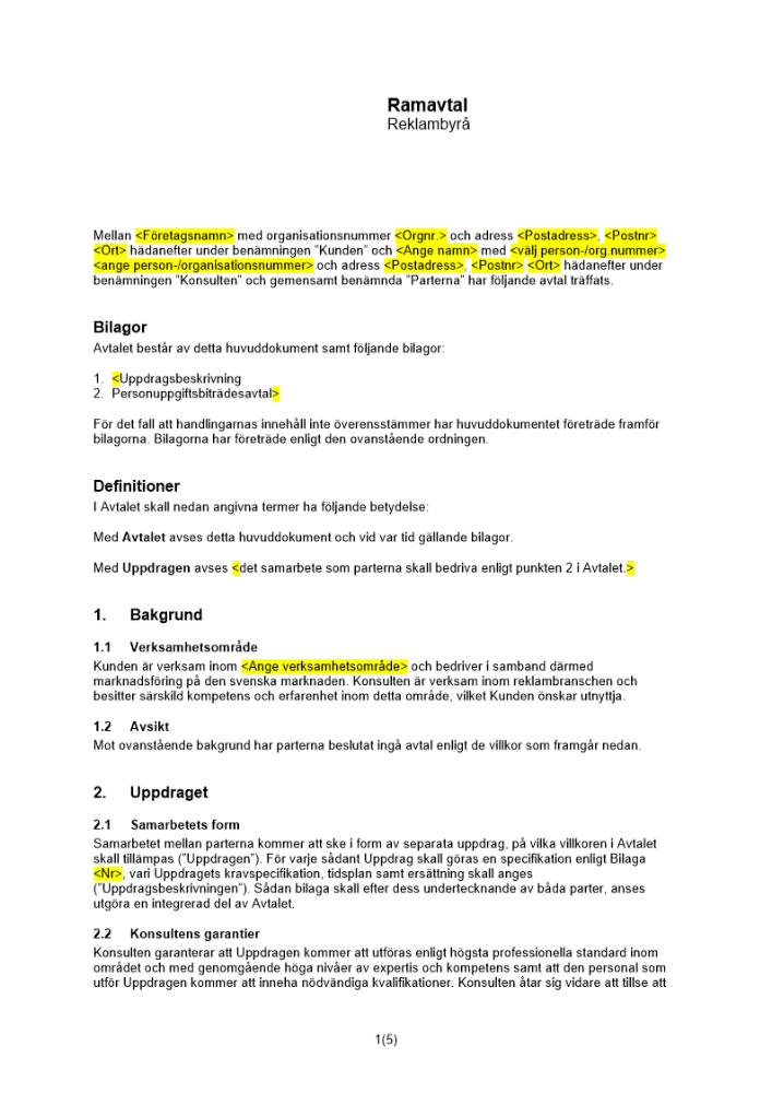 Ramavtal med reklambyrå