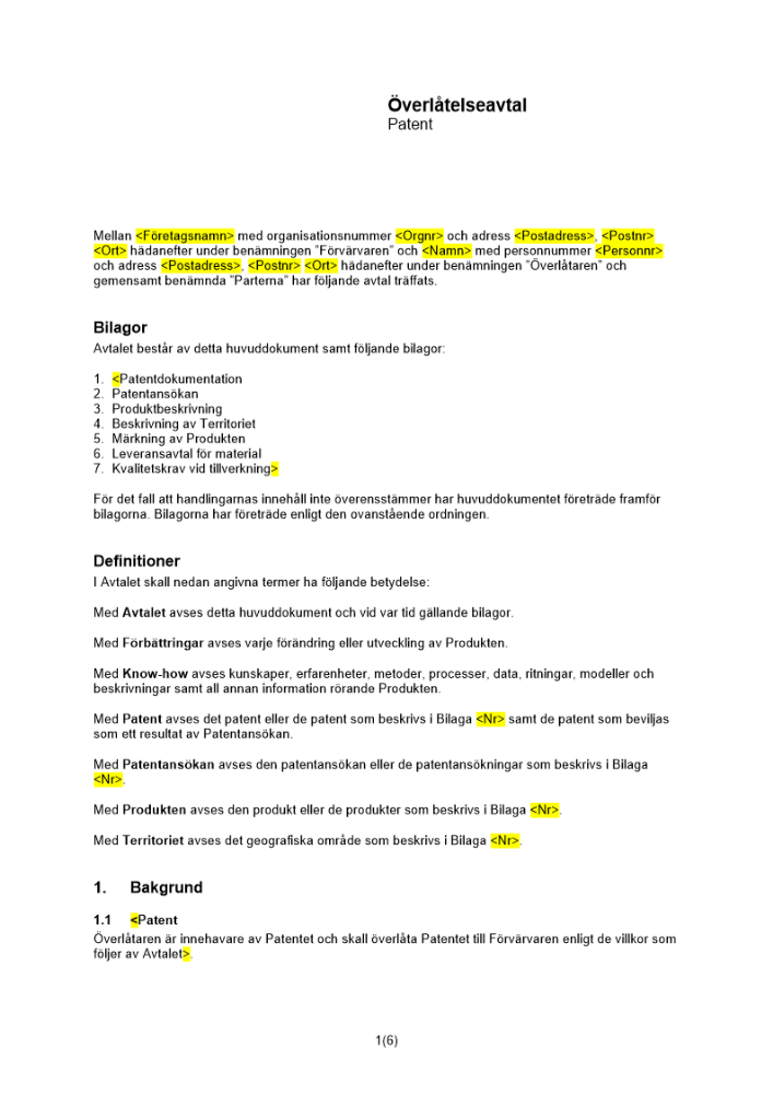 Överlåtelse av patent