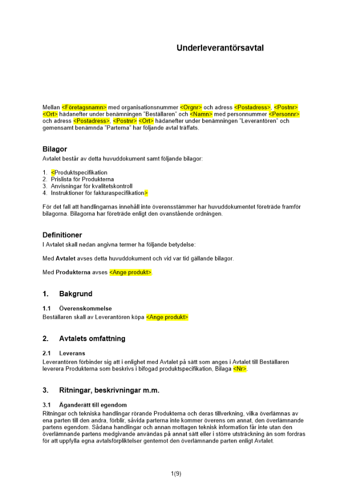 Underleverantörsavtal