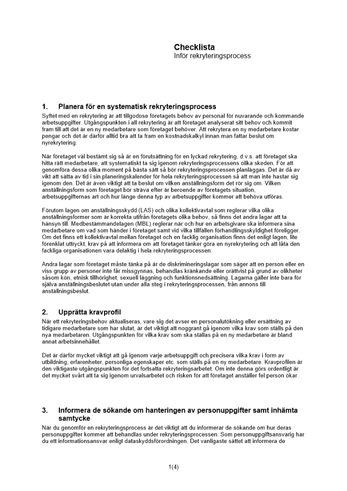 Checklista rekrytering