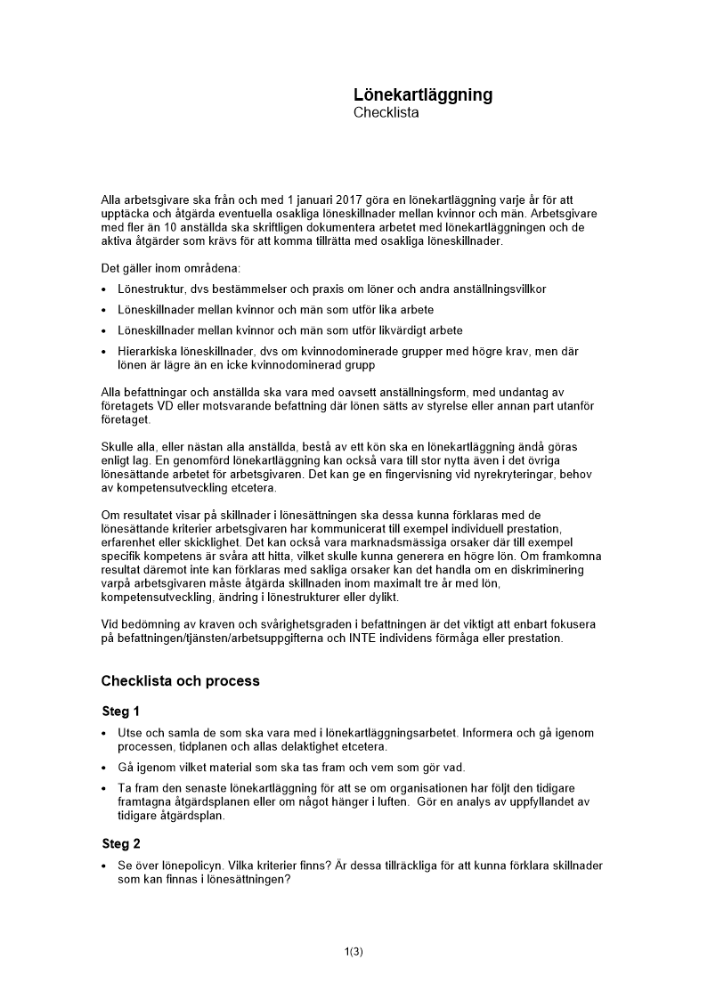 2. Lönekartläggning - Checklista
