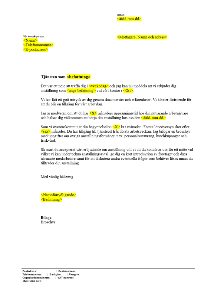 Besked vid platsansökan - Ja