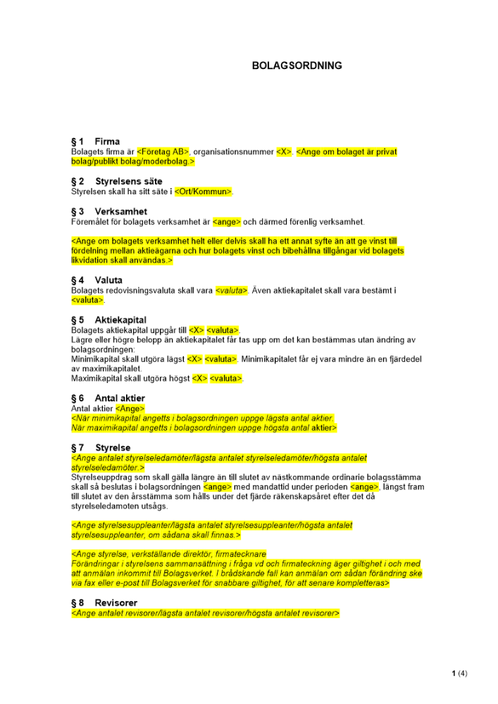 Bolagsordning