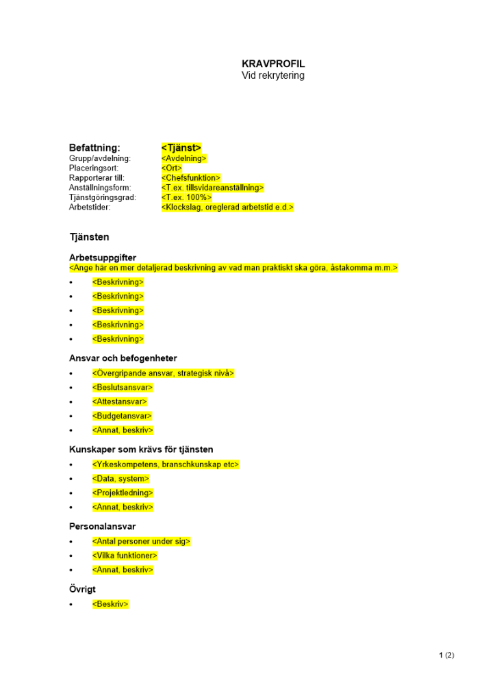 Kravprofil vid rekrytering