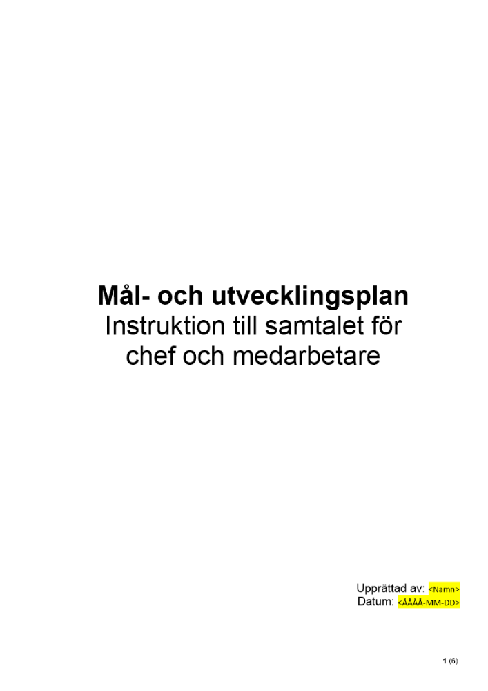 Mål- och utvecklingsplan - Samtalsinstruktioner