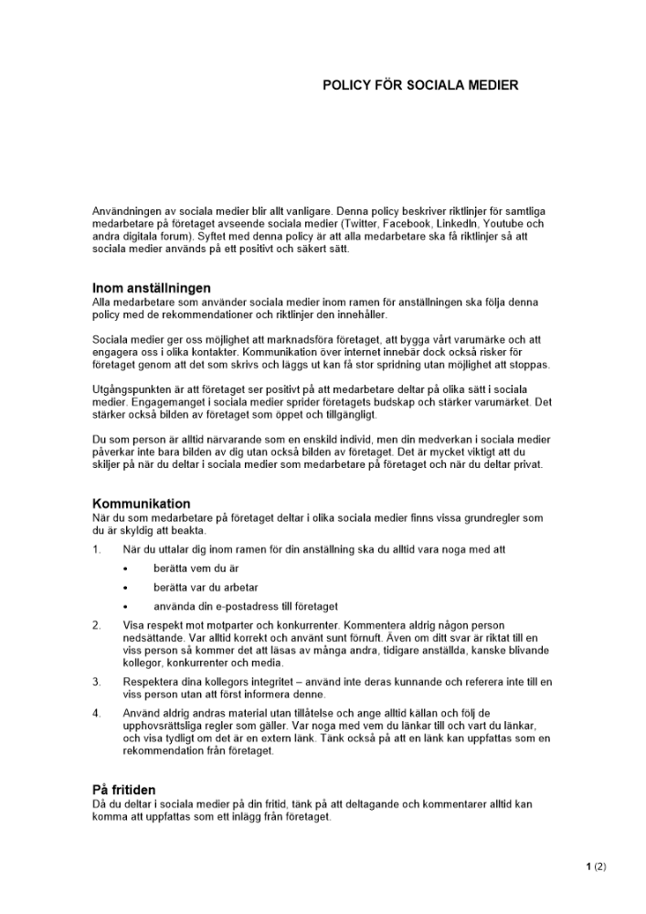 Policy för sociala medier