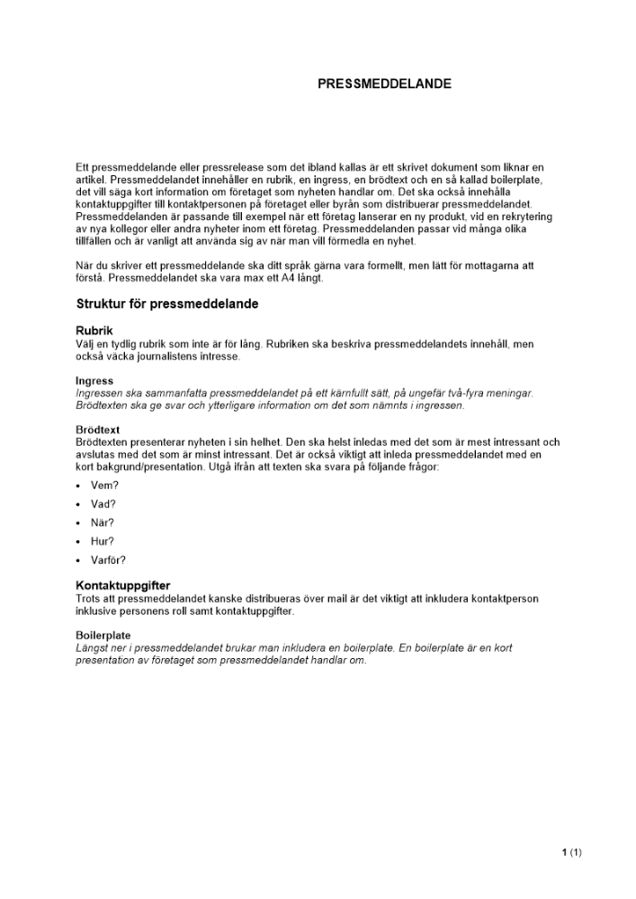 Pressmeddelande